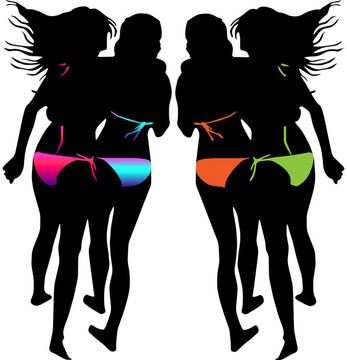 Bikini的女人剪影