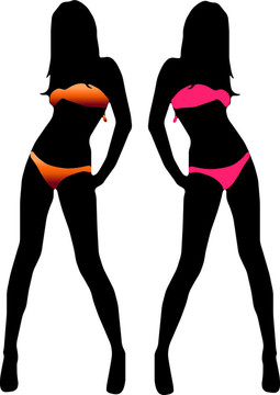 Bikini的女人剪影