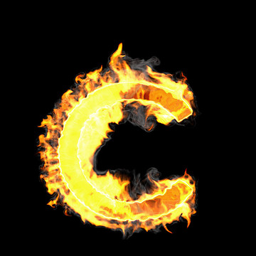 燃燒和火焰字體C字母