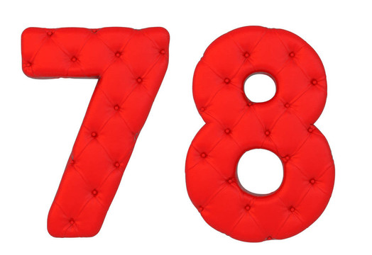 豪華紅皮革字體8 7個數(shù)字