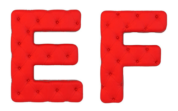 豪華紅皮革字體E F字母