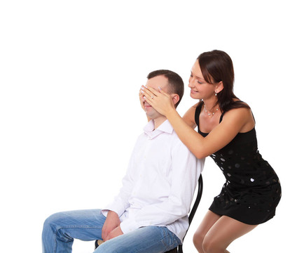 女友閉上男友的眼睛