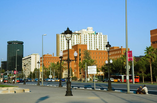 巴塞羅那的城市景觀(guān)；西班牙。