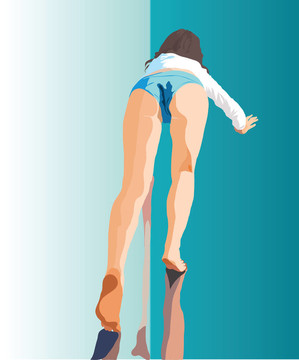 女孩爬到頂端
