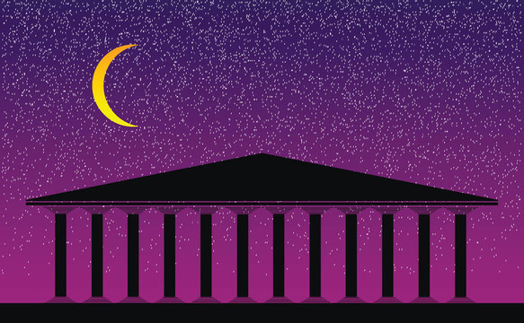 夜晚的希臘神廟