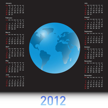 一個(gè)2012的全球日歷
