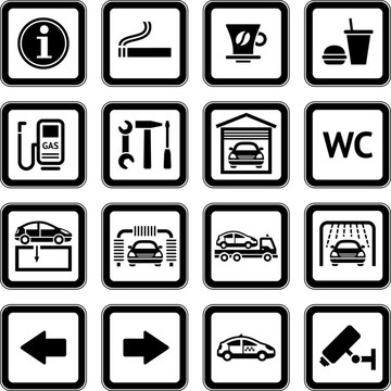 設(shè)置圖標(biāo)。汽車服務(wù)。氣的