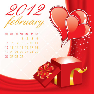 日歷為2012二月