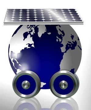 地球和太陽(yáng)能電池板