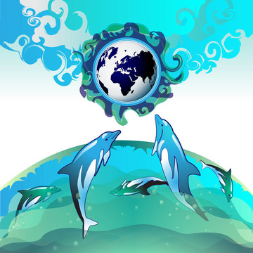 潛水海豚與藍色地球