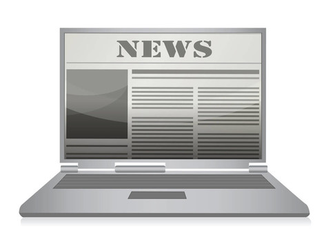 在線報紙。筆記本電腦和新聞