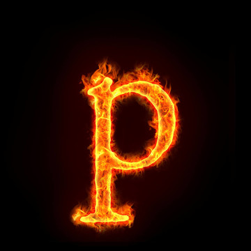 火的字母；字母P