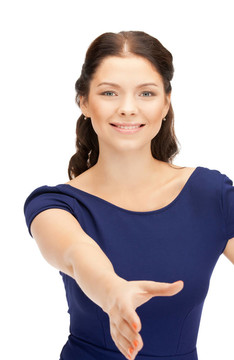 張開手準(zhǔn)備握手的女人