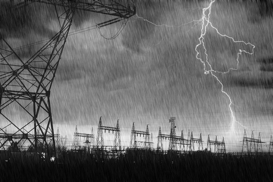 雷擊配電站。