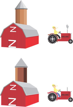 農(nóng)場拖拉機(jī)和谷倉
