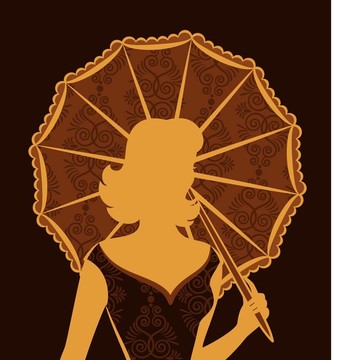 女孩的復(fù)古剪影。