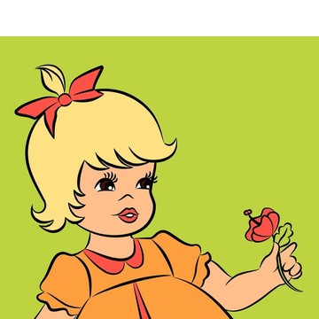 復(fù)古卡通小女孩。