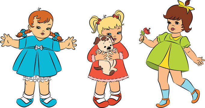 復(fù)古卡通小女孩。