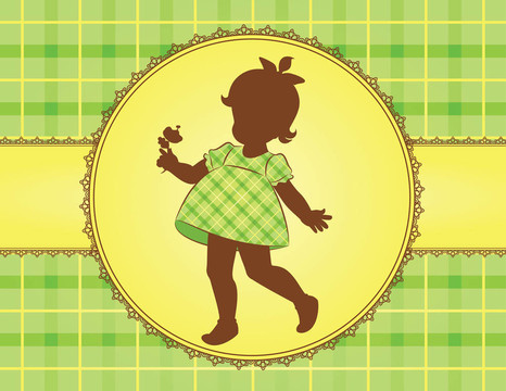 復(fù)古卡通小女孩。