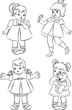復(fù)古卡通小女孩。
