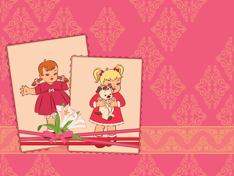 復(fù)古卡通小女孩。