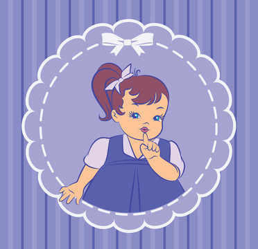 復(fù)古卡通小女孩。