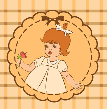 復(fù)古卡通小女孩。