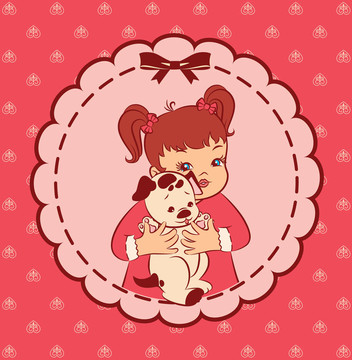 復(fù)古卡通小女孩。