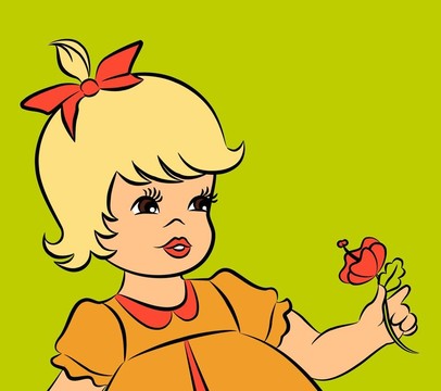 復(fù)古卡通小女孩