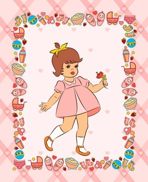 復(fù)古卡通小女孩