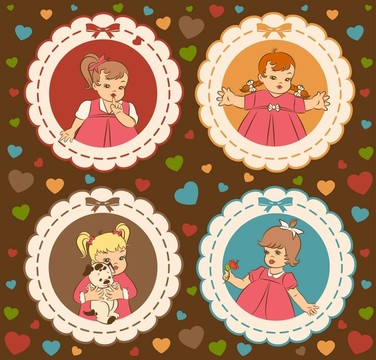 復(fù)古卡通小女孩