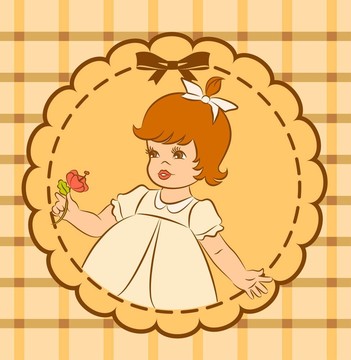 復(fù)古卡通小女孩