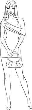 女孩與卡通女人的包。
