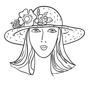 手繪時(shí)裝模特。插畫(huà)。女人的臉