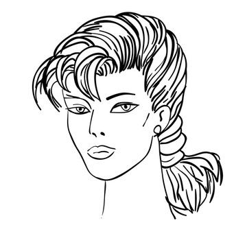 手繪時裝模特。插畫。女人的臉