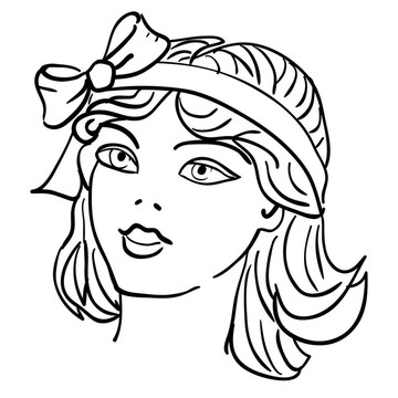 手繪時(shí)裝模特。插畫。女人的臉