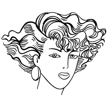 手繪時裝模特。插畫。女人的臉