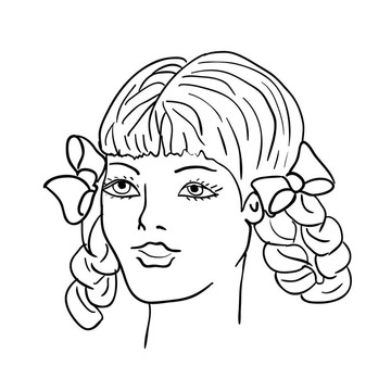 手繪時裝模特。插畫。女人的臉