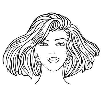 手繪時裝模特。插畫。女人的臉