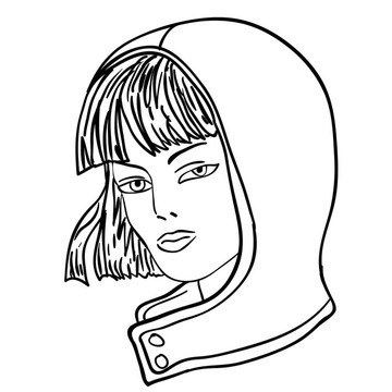 手繪時(shí)裝模特。插畫。女人的臉