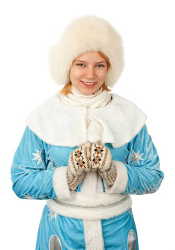 雪少女服裝的年輕女子