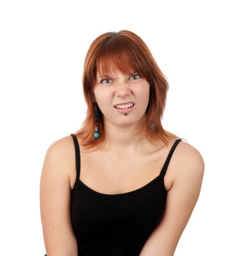 年輕迷人女性表現(xiàn)厭惡的肖像
