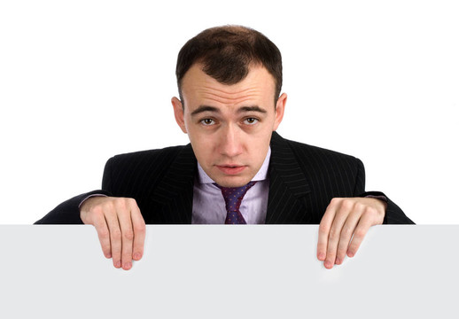 英俊的高級(jí)商務(wù)人士持有白色卡
