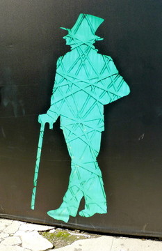 人頂帽子和手杖silhoette