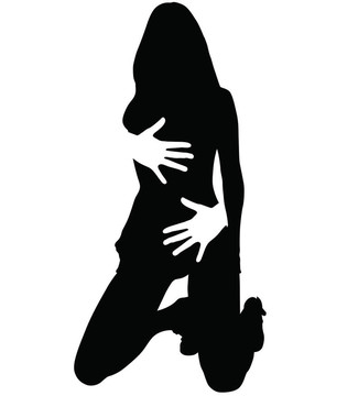 擁抱一個(gè)女孩的白色的手