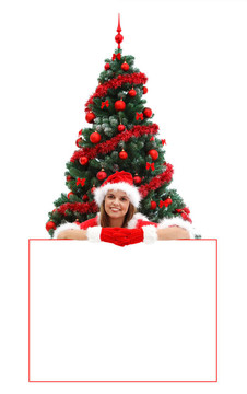 性感的Santa夫人在一個廣告牌上