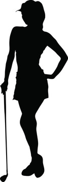 女士高爾夫球剪影