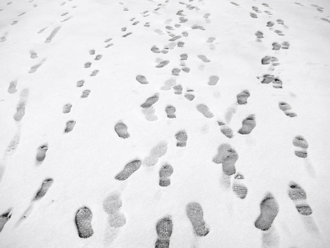 雪地里的腳印。