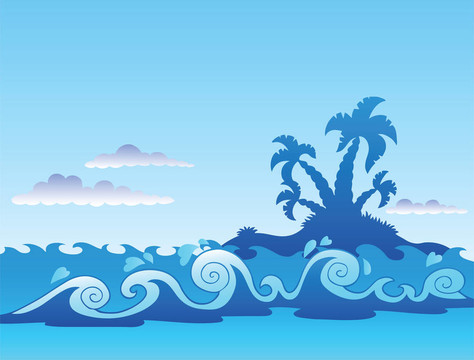 棕櫚島和波的海景