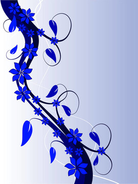 一個抽象的藍(lán)色花卉背景